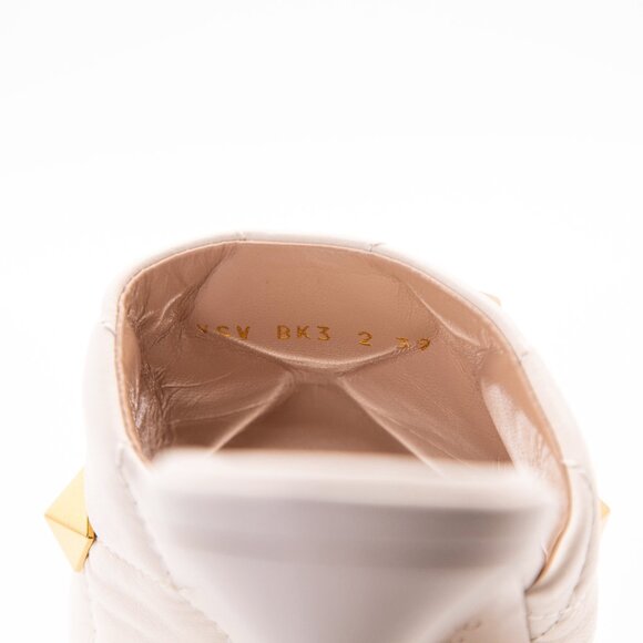 VALENTINO GARAVANI Ivory Nappa Quilted Roman Stud 65mm Leather Slide Sandals EU - Picture 10 of 15